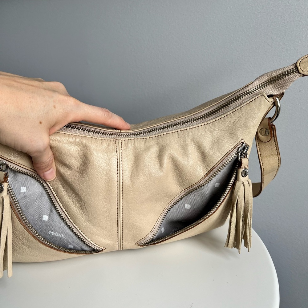 Prune Cream Leather Shoulder / Crossbody Bag - Picture 4 of 15